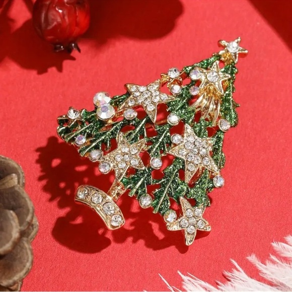 Star Christmas Tree Green Brooch - Picture 4 of 6